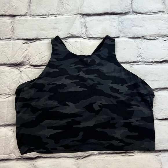 Athleta Women's 2XL Camouflage Racerback Tank Top Gray Cropped Sleevelessi - Picture 2 of 6